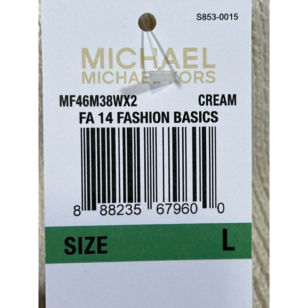 MICHAEL KORS Womens Large Cowl Neck Sweater White Cream New With Tags